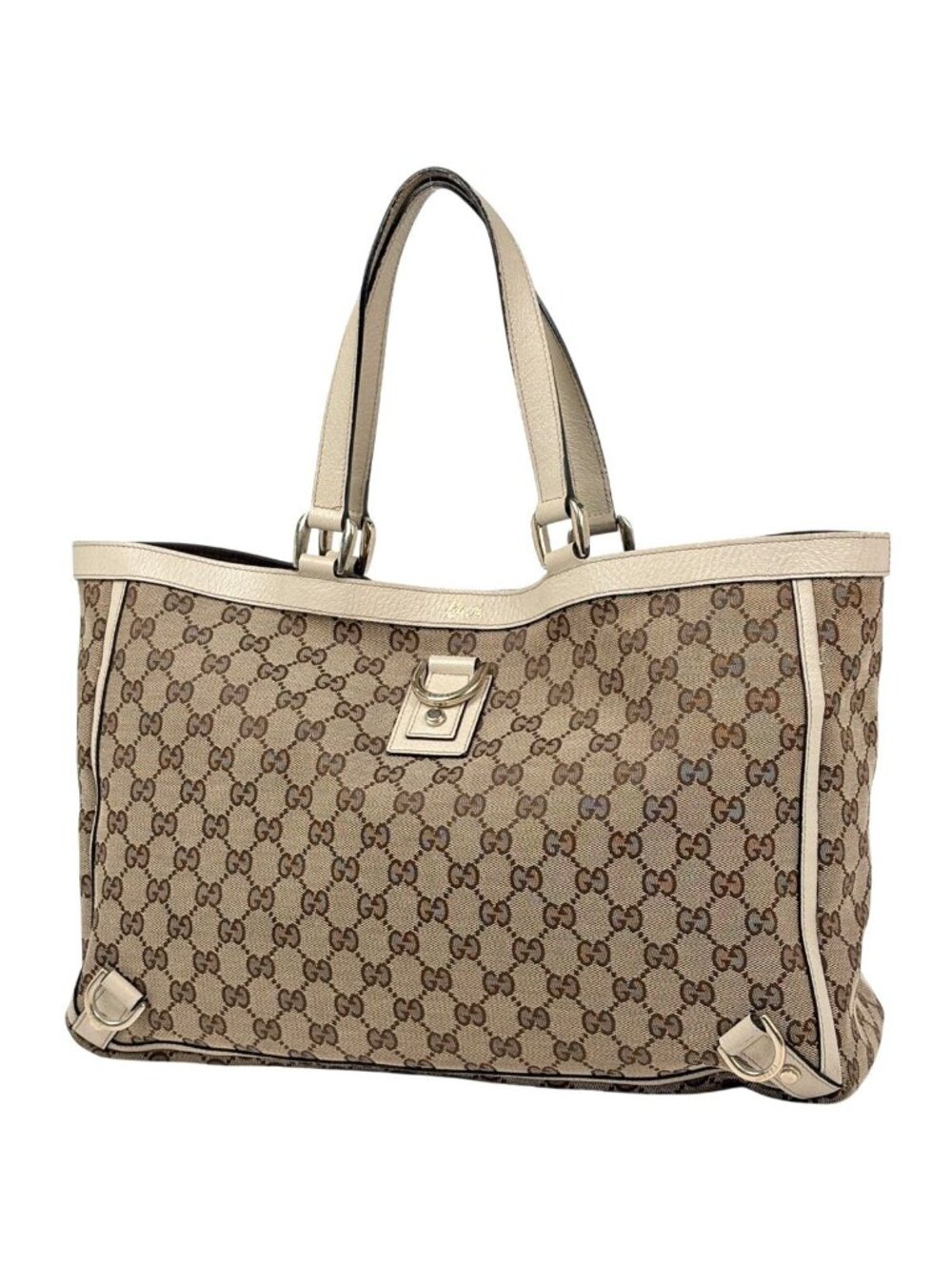 Gucci GG Pattern Tote Abbey Canvas Beige White